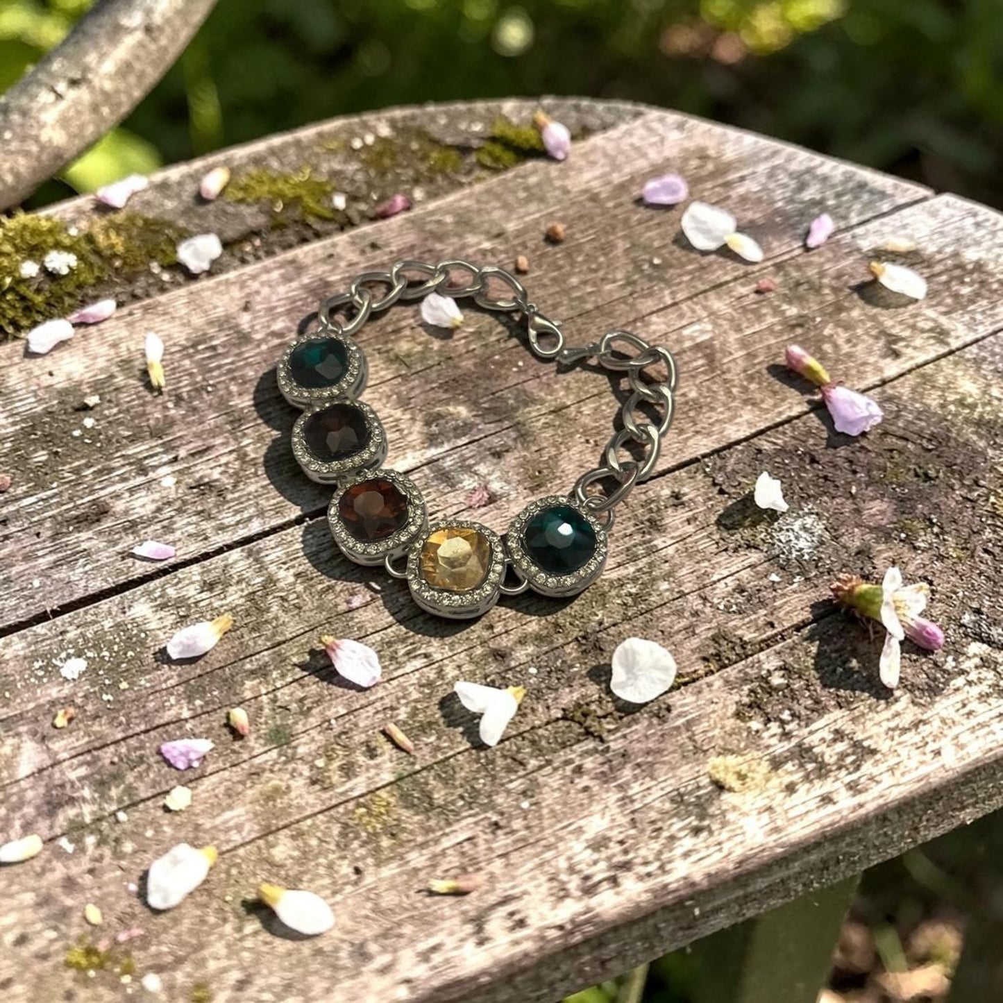 Limited Eidtion ( stainless Bracelet with Green Gems, Silver Bracelet with Multicolored Gemstones)